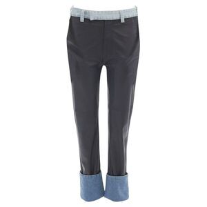 Maison Margiela leather denim trim cuffed Jeans pants